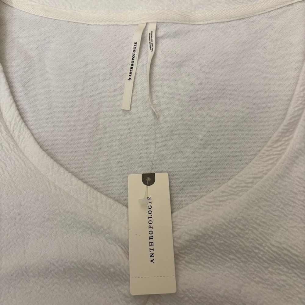 Anthropologie Scoop Neck Rushed White Crop Top Size Small New With Tag - Picture 3 of 8